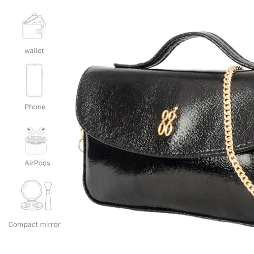 Baggit Women's Black Chain Sling Bag | Mobile Bag | Ladies Purse Handbag | Clutch Bag | Detachable Sling Strap
