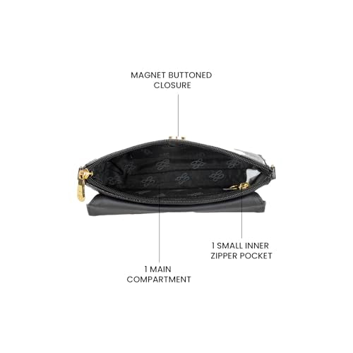 Baggit Women's Black Chain Sling Bag | Mobile Bag | Ladies Purse Handbag | Clutch Bag | Detachable Sling Strap