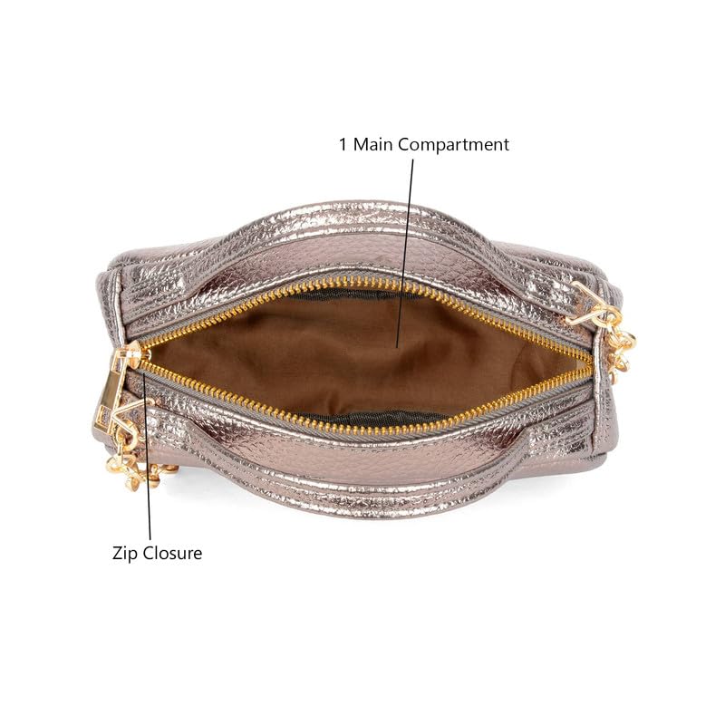 Baggit Women's Shimmer Solid Metallic Satchel Bag | Ladies Purse Handbag | Stylish Shoulder Bag | Stylish Crossbody Bags For Women|Gift for Women