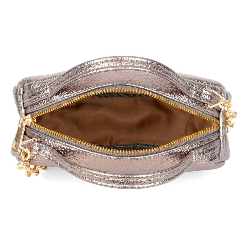 Baggit Women's Shimmer Solid Metallic Satchel Bag | Ladies Purse Handbag | Stylish Shoulder Bag | Stylish Crossbody Bags For Women|Gift for Women