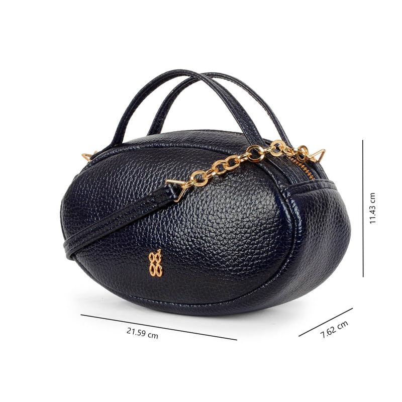 Baggit Women's Stylish Textured Blue Satchel Bag For Women | Ladies Purse Handbag | Stylish Shoulder Bag | Stylish Crossbody Bags For Women | Dual Carry Sling Bag (Dark Blue)