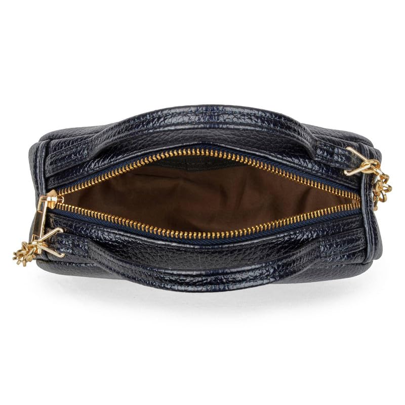 Baggit Women's Stylish Textured Blue Satchel Bag For Women | Ladies Purse Handbag | Stylish Shoulder Bag | Stylish Crossbody Bags For Women | Dual Carry Sling Bag (Dark Blue)