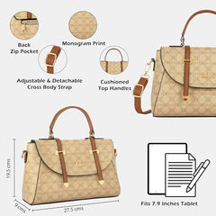 Lavie Women's Mono Beech Flap Satchel Bag | Satchel Handbag for Work | Ladies Purse | Stylish Shoulder Bag | Gift for Women - Goyalsons ShopMax