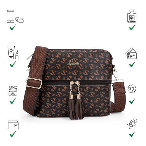 Lavie Women's Mono LL Tilly Monogram Print Cross Body Dome Sling Bag | Ladies Purse Handbag | Gift for Women