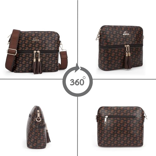Lavie Women's Mono LL Tilly Monogram Print Cross Body Dome Sling Bag | Ladies Purse Handbag | Gift for Women