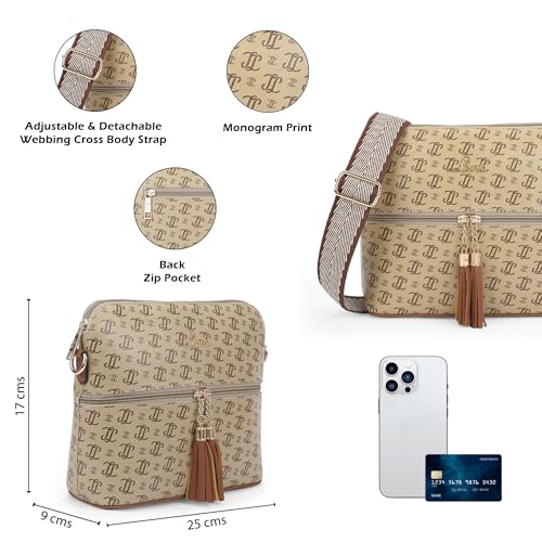 Lavie Women's Mono LL Tilly Monogram Print Cross Body Dome Sling Bag | Ladies Purse Handbag | Gift for Women