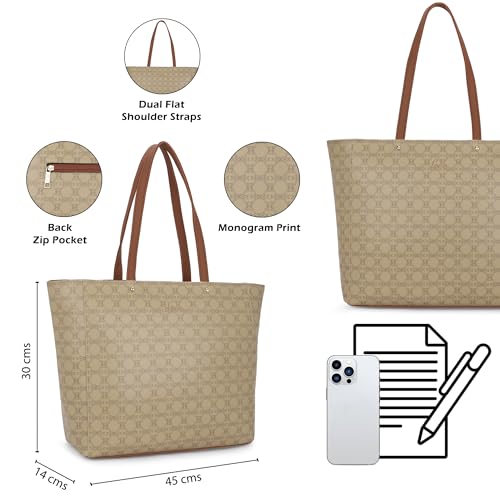 Lavie Women's Mono Amanda Monogram LL Print Tote Handbag | Tote Bag for Work | Ladies Purse | Stylish Shoulder Bag | Gift for Women