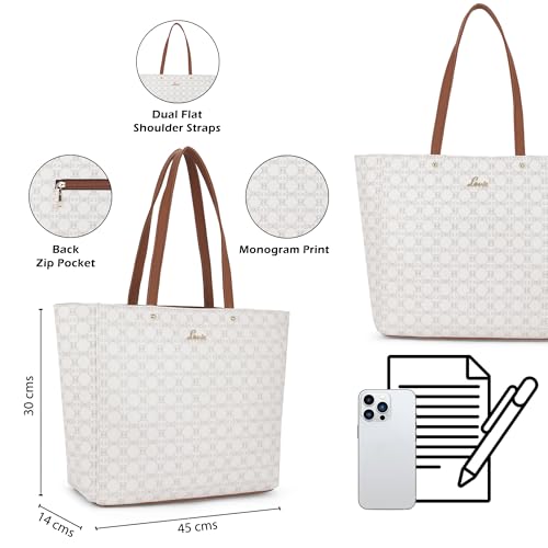 Lavie Women's Mono Amanda Monogram LL Print Tote Handbag | Tote Bag for Work | Ladies Purse | Stylish Shoulder Bag | Gift for Women - Goyalsons ShopMax