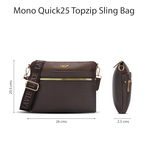 Lavie Luxe Women's Mono Quick Top Zip Crossbody Box Sling Bag | Ladies Purse Handbag | Gift for Women - Goyalsons ShopMax