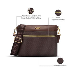 Lavie Luxe Women's Mono Quick Top Zip Crossbody Box Sling Bag | Ladies Purse Handbag | Gift for Women - Goyalsons ShopMax