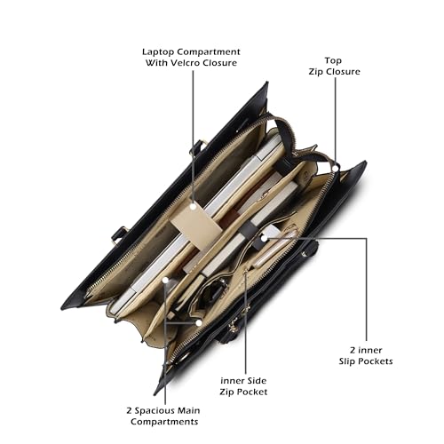 Lavie Luxe Duo Eliza Large Solid Tonal Satchel Laptop Bag for Women | Fits Upto 15 Inch Laptop | Laptop Handbag for Work | Ladies purse | Stylish Shoulder Bag | Ladies Gift - Goyalsons ShopMax