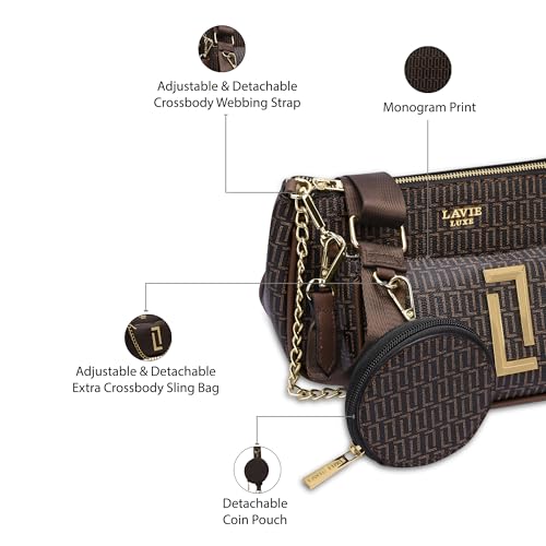 Lavie Luxe Women's Chunk25 Monogram Print Sling Bag | Ladies Purse Handbags | Gift For Women - Goyalsons ShopMax