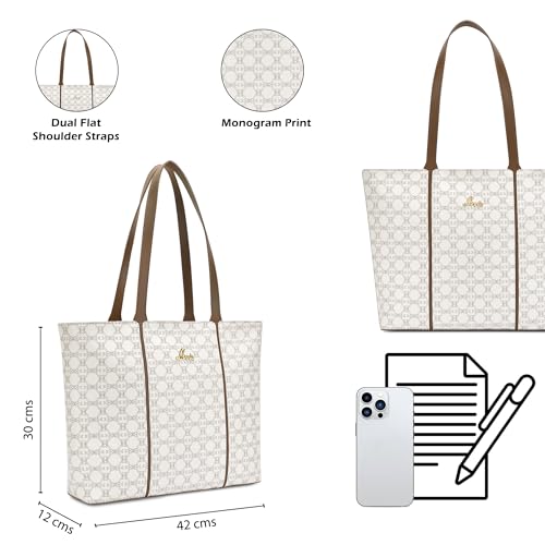 Lavie Women's Mono Neghan Monogram Print Tote Bag for Women | Tote Bag for Work | Ladies purse | Stylish Shoulder Bag | Gift for Women
