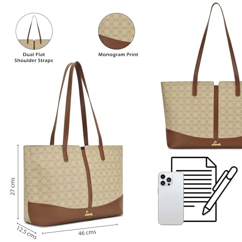 Lavie Women's Mono Freya Monogram Print Tote Bag for Women | Tote Bag for Work | Ladies purse | Stylish Shoulder Bag | Gift for Women