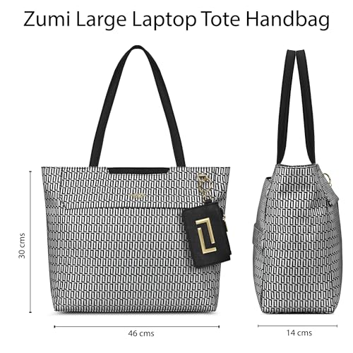 Lavie Luxe Women's Monogram Zumi Large 15 Inch Laptop Tote Handbag | Tote Bag for Work | Ladies Purse | Stylish Shoulder Bag | Gift for Women
