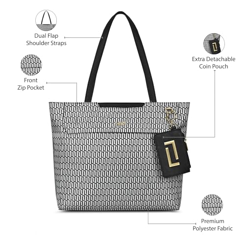 Lavie Luxe Women's Monogram Zumi Large 15 Inch Laptop Tote Handbag | Tote Bag for Work | Ladies Purse | Stylish Shoulder Bag | Gift for Women
