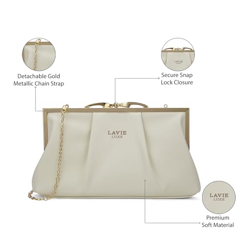 Lavie Luxe Women's Pleato 2-Compartment Frame Crossbody Sling Bag | Ladies Purse Handbag | Gift for Women