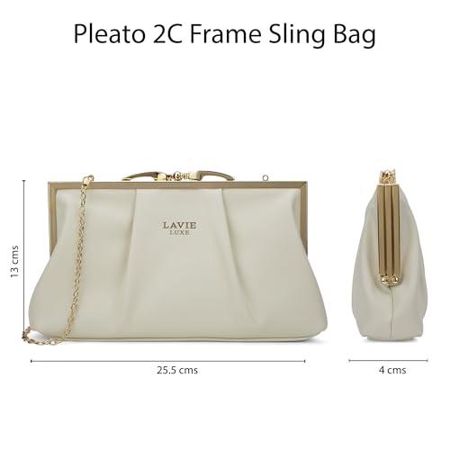 Lavie Luxe Women's Pleato 2-Compartment Frame Crossbody Sling Bag | Ladies Purse Handbag | Gift for Women