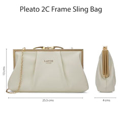 Lavie Luxe Women's Pleato 2-Compartment Frame Crossbody Sling Bag | Ladies Purse Handbag | Gift for Women