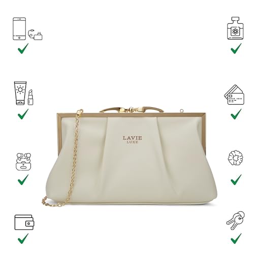 Lavie Luxe Women's Pleato 2-Compartment Frame Crossbody Sling Bag | Ladies Purse Handbag | Gift for Women