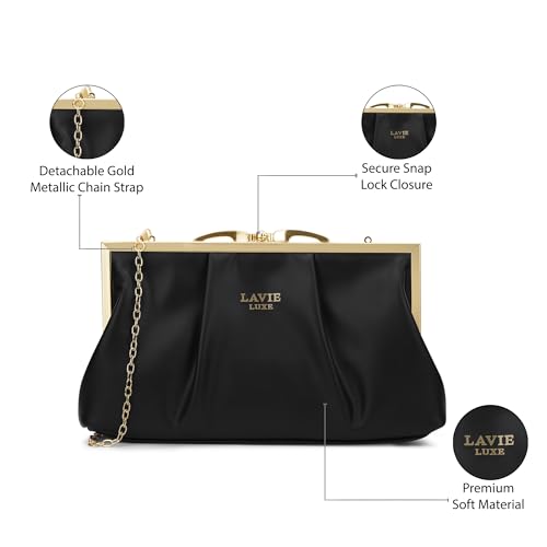 Lavie Luxe Women's Pleato 2-Compartment Frame Cross Body Sling Bag | Ladies Purse Handbag | Gift for Women - Goyalsons ShopMax