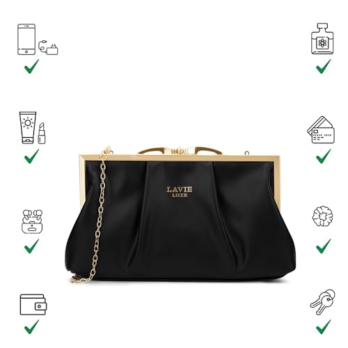 Lavie Luxe Women's Pleato 2-Compartment Frame Cross Body Sling Bag | Ladies Purse Handbag | Gift for Women - Goyalsons ShopMax