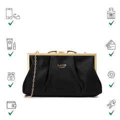 Lavie Luxe Women's Pleato 2-Compartment Frame Cross Body Sling Bag | Ladies Purse Handbag | Gift for Women - Goyalsons ShopMax