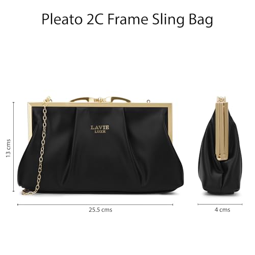 Lavie Luxe Women's Pleato 2-Compartment Frame Cross Body Sling Bag | Ladies Purse Handbag | Gift for Women - Goyalsons ShopMax