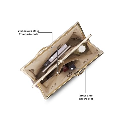 Lavie Luxe Women's Pleato 2-Compartment Frame Cross Body Sling Bag | Ladies Purse Handbag | Gift for Women - Goyalsons ShopMax