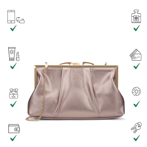 Lavie Luxe Women's Pleato 2-Compartment Frame Cross Body Sling Bag | Ladies Purse Handbag | Gift for Women - Goyalsons ShopMax