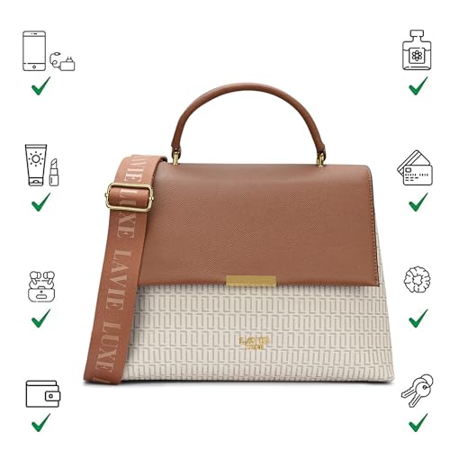 Lavie Luxe Women's Mono Marsh25 Satchel Bag | Satchel Handbag for Work | Ladies purse | Stylish Shoulder Bag | Gift for Women - Goyalsons ShopMax