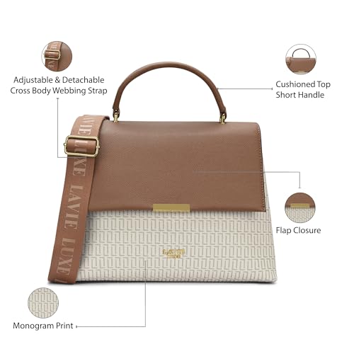 Lavie Luxe Women's Mono Marsh25 Satchel Bag | Satchel Handbag for Work | Ladies purse | Stylish Shoulder Bag | Gift for Women - Goyalsons ShopMax