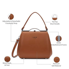 Lavie Luxe Women's Fluff Frame Satchel Bag | Satchel Handbag for Work | Ladies Purse | Stylish Shoulder Bag | Gift for Women - Goyalsons ShopMax