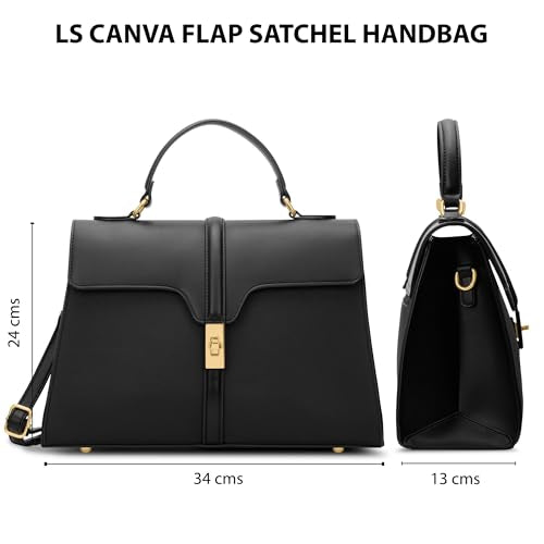 Lavie Signature Canva Flap Satchel Bag | Satchel Handbag for Work | Ladies Purse | Stylish Shoulder Bag | Gift for Women - Goyalsons ShopMax
