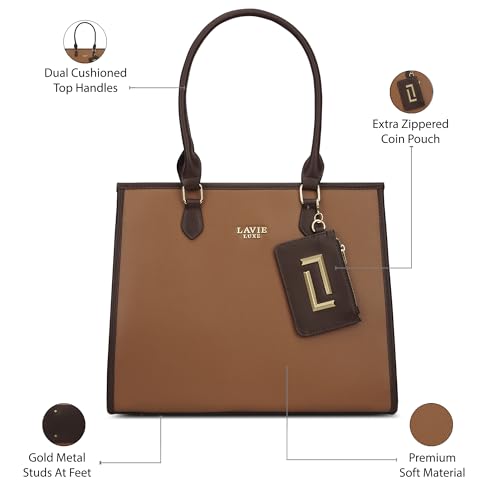 Lavie Luxe Women's Duo Quad Pro Tote Laptop Bag | Tote Laptop Bag for Work | Ladies Purse | Stylish Shoulder Bag | Gift for Women - Goyalsons ShopMax