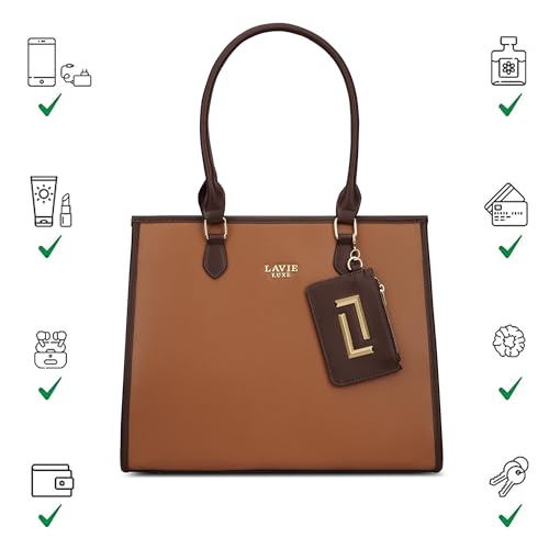 Lavie Luxe Women's Duo Quad Pro Tote Laptop Bag | Tote Laptop Bag for Work | Ladies Purse | Stylish Shoulder Bag | Gift for Women - Goyalsons ShopMax