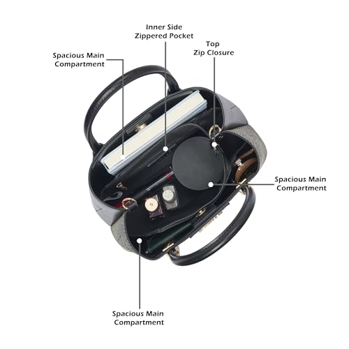 Lavie Luxe Women's Glam Bella 3 Comparment Tote Handbag | Tote Bag For Work | Ladies Purse | Stylish Shoulder Bag | Gift For Women