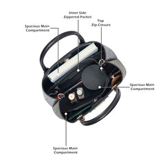 Lavie Luxe Women's Glam Bella 3 Comparment Tote Handbag | Tote Bag For Work | Ladies Purse | Stylish Shoulder Bag | Gift For Women