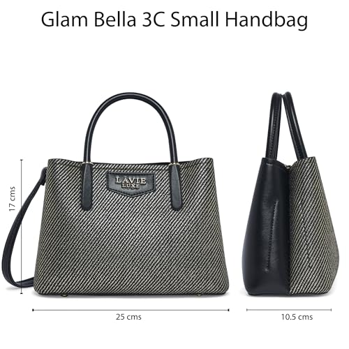 Lavie Luxe Women's Glam Bella 3 Comparment Tote Handbag | Tote Bag For Work | Ladies Purse | Stylish Shoulder Bag | Gift For Women