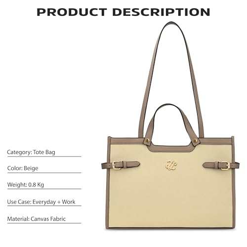 Lavie Signature Canva Dual Carry Tote Bag | Tote Bag for Work | Ladies purse | Stylish Shoulder Bag | Gift for Women - Goyalsons ShopMax