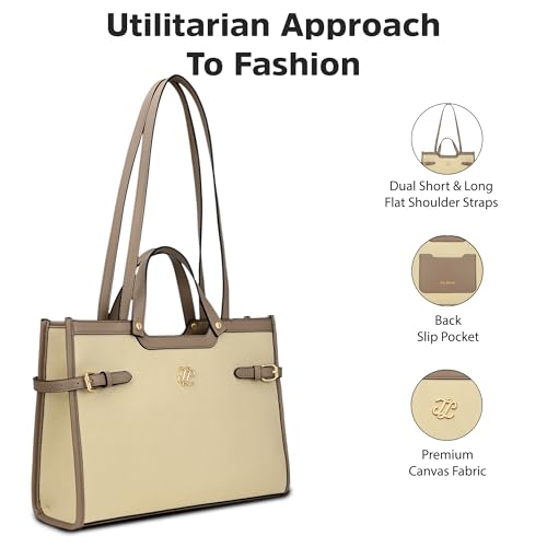 Lavie Signature Canva Dual Carry Tote Bag | Tote Bag for Work | Ladies purse | Stylish Shoulder Bag | Gift for Women - Goyalsons ShopMax