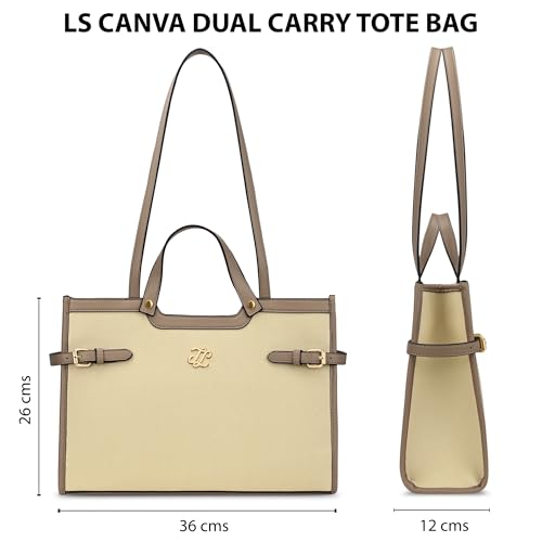 Lavie Signature Canva Dual Carry Tote Bag | Tote Bag for Work | Ladies purse | Stylish Shoulder Bag | Gift for Women - Goyalsons ShopMax