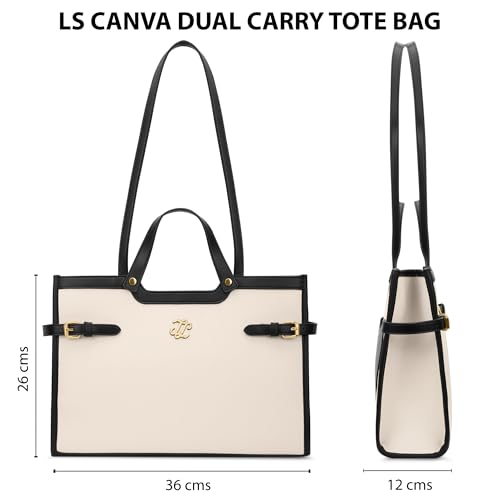 Lavie Signature Canva Dual Carry Tote Bag | Tote Bag for Work | Ladies purse | Stylish Shoulder Bag | Gift for Women - Goyalsons ShopMax