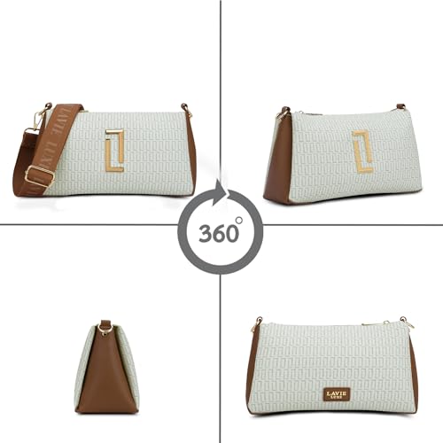Lavie Luxe Women's Monogram Lizzy 3-Compartment Cross Body Sling Bag | Ladies Purse Handbag | Gift for Women - Goyalsons ShopMax