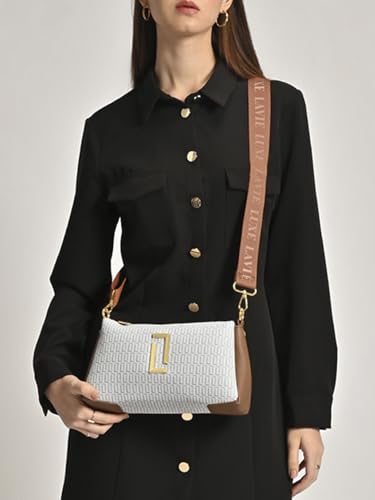 Lavie Luxe Women's Monogram Lizzy 3-Compartment Cross Body Sling Bag | Ladies Purse Handbag | Gift for Women - Goyalsons ShopMax