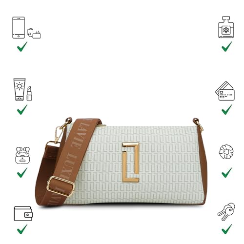 Lavie Luxe Women's Monogram Lizzy 3-Compartment Cross Body Sling Bag | Ladies Purse Handbag | Gift for Women - Goyalsons ShopMax