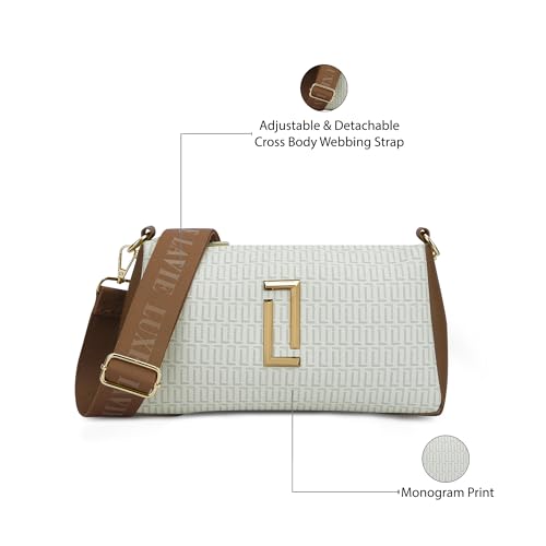 Lavie Luxe Women's Monogram Lizzy 3-Compartment Cross Body Sling Bag | Ladies Purse Handbag | Gift for Women - Goyalsons ShopMax