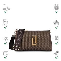 Lavie Luxe Women's Monogram Lizzy 3-Compartment Cross Body Sling Bag | Ladies Purse Handbag | Gift for Women - Goyalsons ShopMax