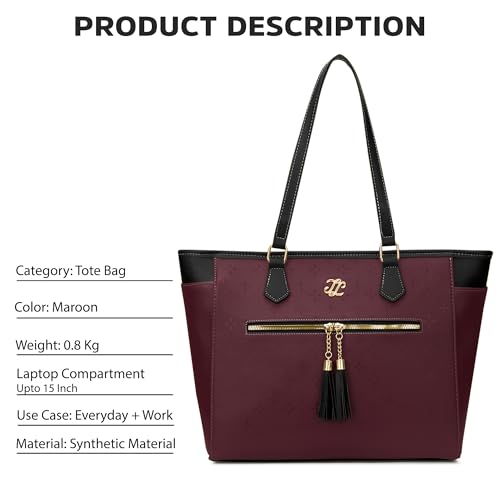 Lavie Signature Women's Knoxville Colourblock Tote Laptop Bag | Tote Laptop Bag for Work | Ladies Purse | Stylish Shoulder Bag | Gift for Women