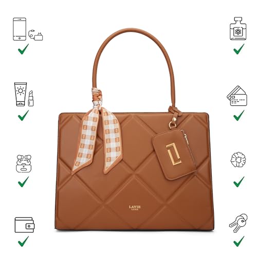 Lavie Luxe Women's Quare26 Extra Large Laptop Satchel Bag | Upto 14 Inch | Satchel Handbag for Work | Ladies Purse | Stylish Shoulder Bag | Gift for Women - Goyalsons ShopMax